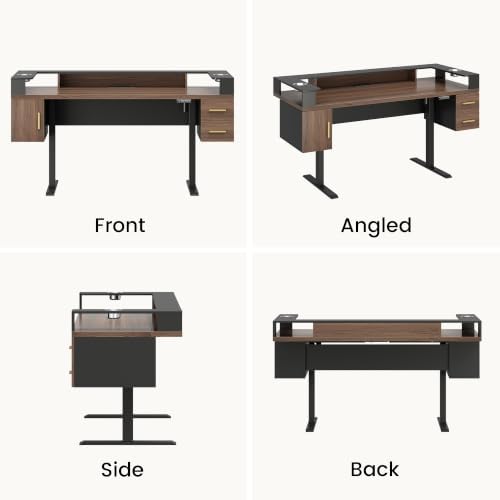 61'' x 25.5'' Electric Standing Desk with 2 Drawers, Dual Cup Holders