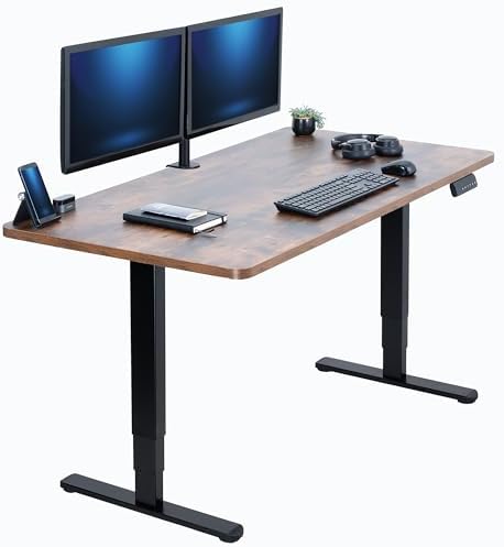 VIVO Rustic Vintage Brown 60 x 24 in Standing Desk, DESK-KIT-2B6N