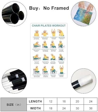 Chair Pilates Workout Seated Full Body Exercise Chart Sitting Core Flexibility Routine for Home Canvas Poster Bedroom Decor Room Decor Unframe 24x36inch
