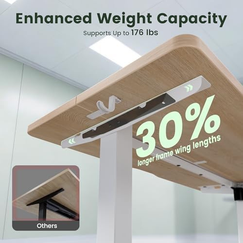 CubiCubi 48x30 Large Electric Standing Desk, 30" Deep Desktop, Maple