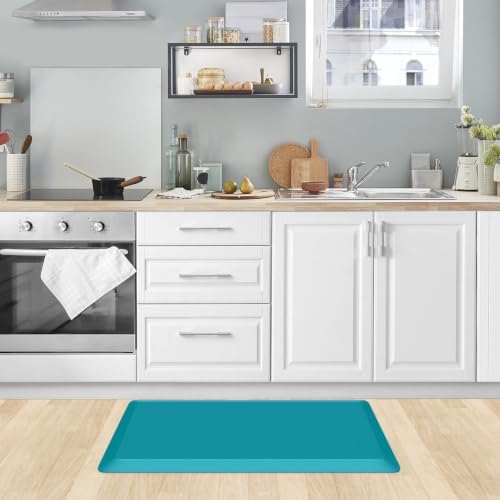 KitchenClouds Kitchen Mat Cushioned Anti Fatigue Kitchen Rug Non Slip Standing Mat Comfort Floor Mats for Sink Office (17.3"x28"- 0.8inch,Green)