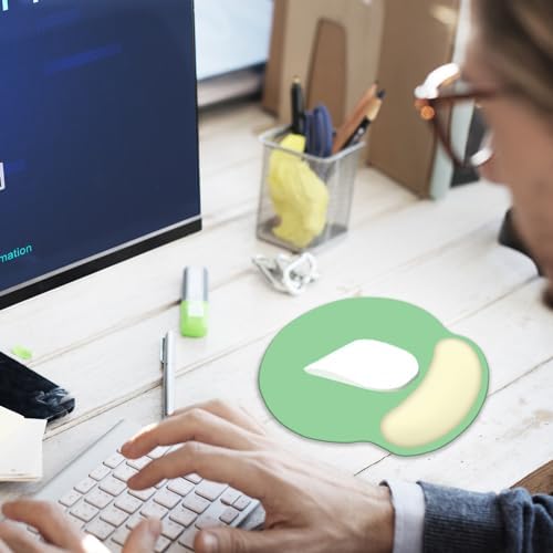 Ergonomic Mouse Pad, Mouse Pad with Wrist Support, Comfortable Gaming Mouse Pads with Non-Slip PU Base for Computer, Laptop, Office & Home(Green- Beige)