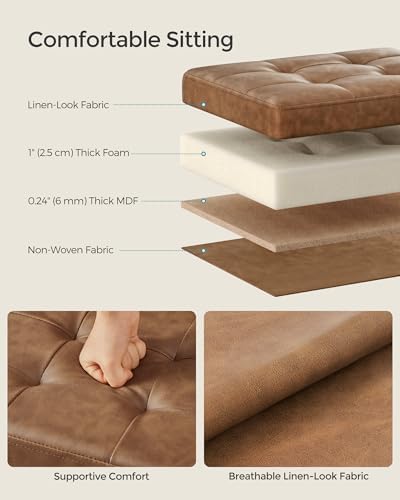 SONGMICS Small Folding Storage Ottoman, 12.2 x 16.1 x 12.2 Inches