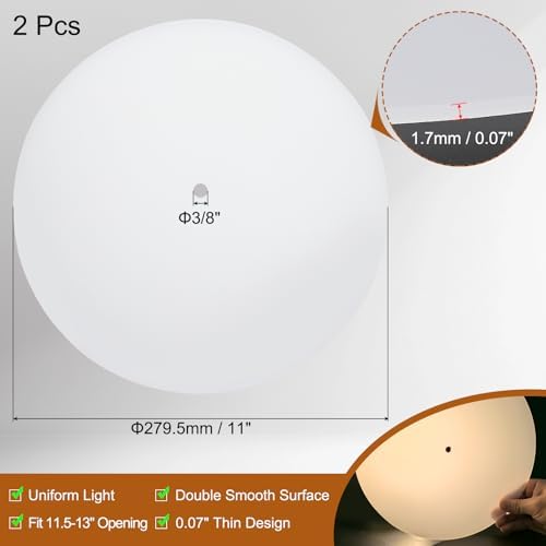 PATIKIL Lampshade Diffuser, 11" Dia 1.7mm Thick Translucent White 2Pcs