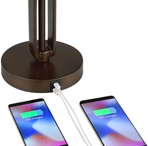 Samuel 21 1/4" High Bronze Brown Desk Lamp USB Mica Shade Swing Arm
