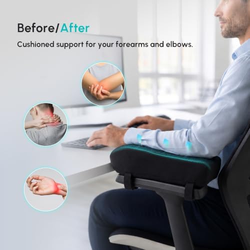 Office Chair Arm Pads, Gel Memory Armrest Pads, Set of 2 Mesh