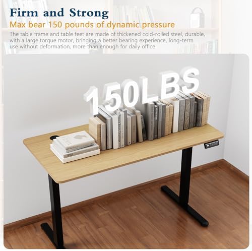 Shintenchi Standing Desk, Height Adjustable Electric Sit Stand up Desk, Ergonomic Rising Computer Table, 48x24 Inch Modern Lift Gaming Desk Workstation for Home Office, Black & Walnut