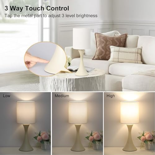 Dimmable Table Lamp, 3 Way Touch Control Desk Lamp, Small Bedside Light