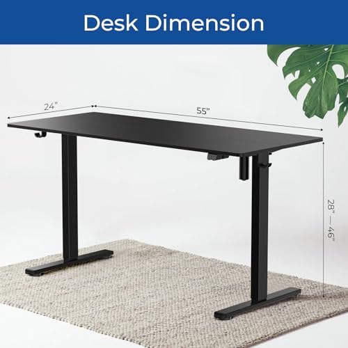 Our Modern Space Height Adjustable 55" Electric Standing Desk - Upgraded Ultra Durable Home Office Large Rectangular Computer or Laptop Sit Stand Workstation - 55 x 24 Inch