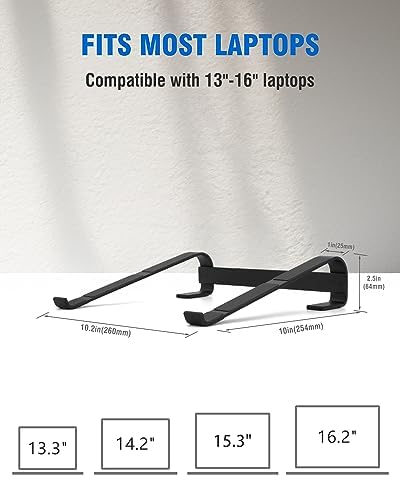 Laptop Stand for Desk, Ventilated Aluminum Laptop Riser, Black