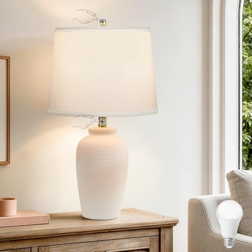 Touch Control Ceramic Table Lamp Dimmable Nightstand Lamp,23" Blush