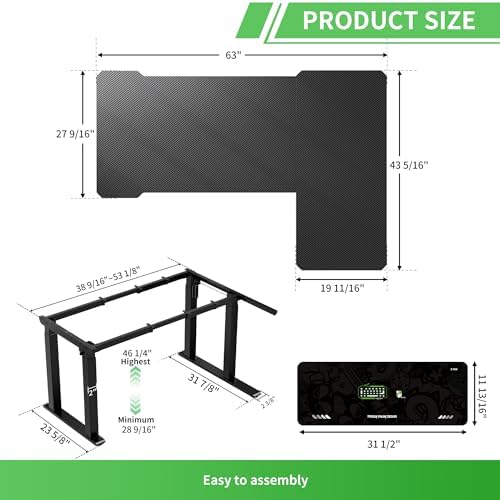 X-Win 63 Inches L-Shaped Electric Standing Desk, Dual Motor Height Adjustable Stand Up Corner Desk, Sit to Stand Workstation, Carbon Fiber Top