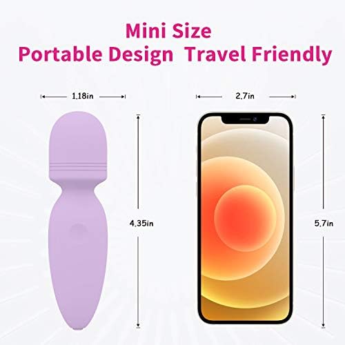 Mini Wand Massager Small Cordless Hand-held Massager Quiet Waterproof Massager Rechargeable Personal Massager for Neck Shoulder Back Body [4.35 * 1.18 inches]
