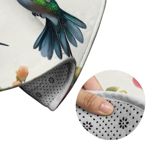 Large Home Decor Mat, Soft Round Yoga Carpet, Non Slip Machine Washable Home Office Circle Rug Bird Colorful Flowers Hummingbirds Floral
