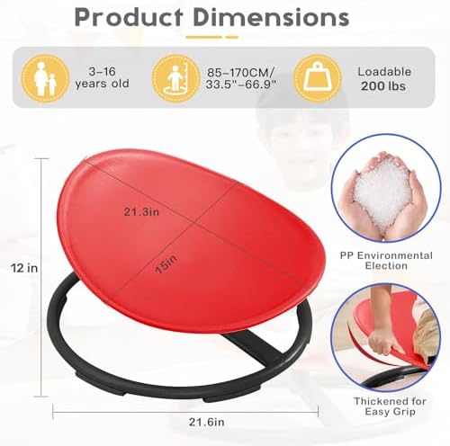 BABAMU Spinning Chair for Autistic Kids, Sensory Swivel Chair, 220LBS Weight Capacity, Autism Sensory Products, Autism Toys, Sensory Toy (RED, Egg)