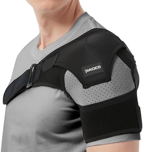 Shoulder Brace - Comfortable Shoulder Support and Compression Sleeve for Torn Rotator Cuff, AC Joint Pain Relief - Arm Immobilizer Wrap, Dislocated Shoulder for Men & Women (Grey S-M)