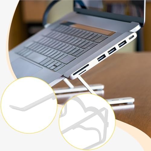 Laptop Stand for Desk, Portable Laptop Riser with Breathable Ventilated Cooling, Adjustable Ergonomic Computer Stand Holder for Office Supplies, Black- White