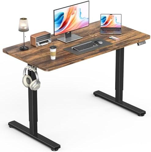 Electric Standing Desk, Gaming Desk, 40 x 24 Inch, Rustic Brown