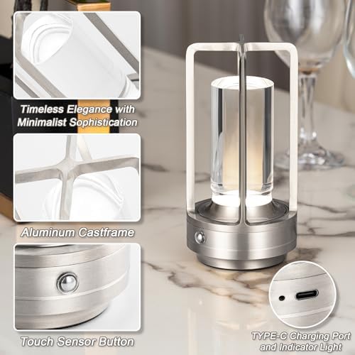 Cordless Table Lamp Rechargeable Small Crystal Lamp