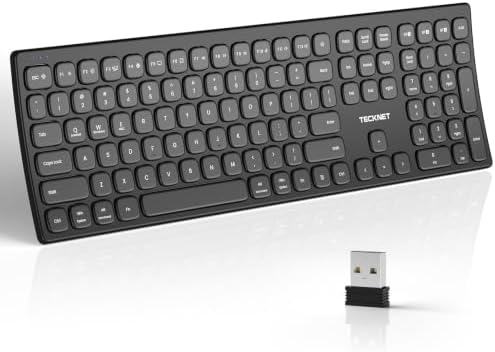 TECKNET Bluetooth Wireless Rechargeable Keyboard with BT5.0, 2.4G & Wired