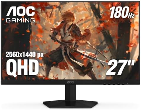 AOC 27 Inch Gaming Monitor 2K QHD 180Hz VA 1ms HDR, Q27G4XN