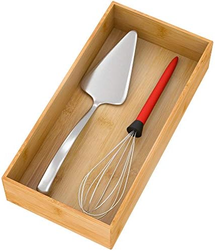 Bamboo Kitchen Drawer Organizer 12"x 6", Storage Box for Utensil Organizer