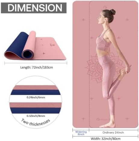 Gruper Yoga Mat Non Slip, TPE Extra Wide Yoga Mat with Alignment Mark