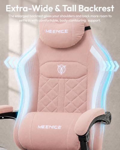 Big and Tall Gaming Chair with Footrest for Adults, Fabric