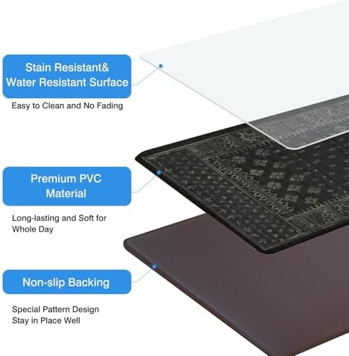 Kitchen Anti-Fatigue Mat, 2PCs, 17.3"x47"+17.3"x29", 0.4" Thick