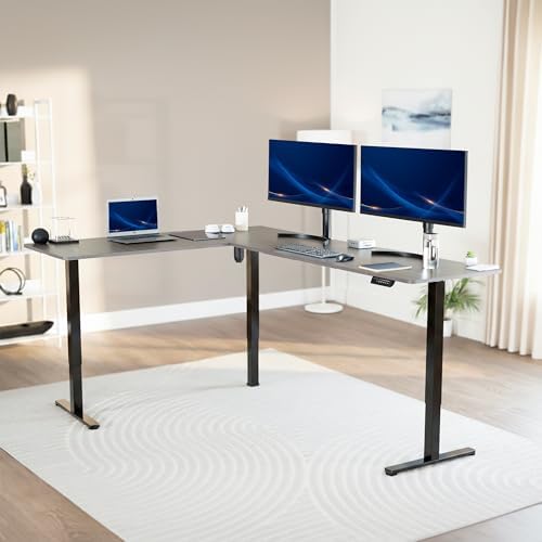 VIVO Dark Gray 84 x 63 in Corner Standing Desk, DESK-E3CTBG-84
