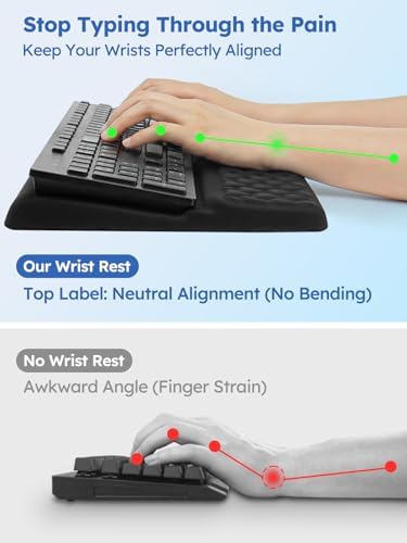 Cirhy 2-in-1 Ergonomic Keyboard Stand and Wrist Rest, Memory Foam, Black