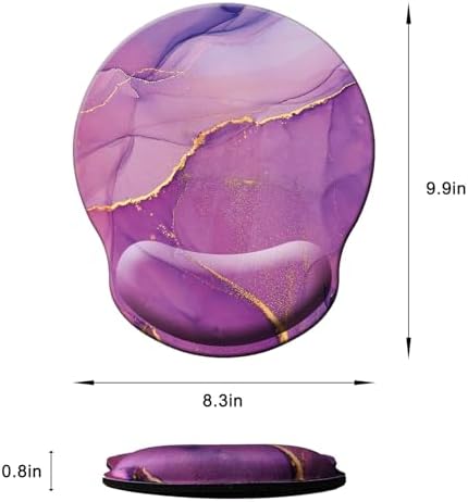 Mouse Pad with Wrist Support, Ergonomic Mouse Pad with Memory Foam Wrist Rest Cushion, Non-Slip Rubber Base Gaming Mice Pad for Home Office Computer Laptop, Purple Marble