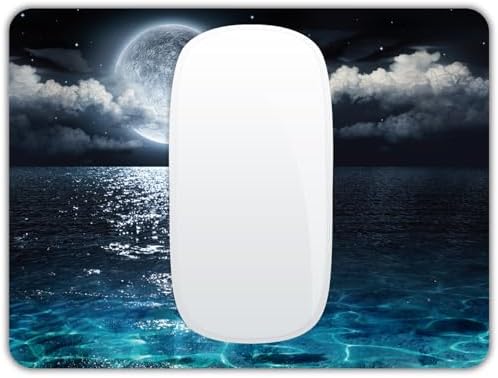 Small Mouse Pad, Mini Mouse Pad 6 X 8 Inch with Non-Slip Rubber Base for Keyboard Tray Laptops Wireless Mouse Home Office Travel, Washable & Portable (Moon and Ocean)