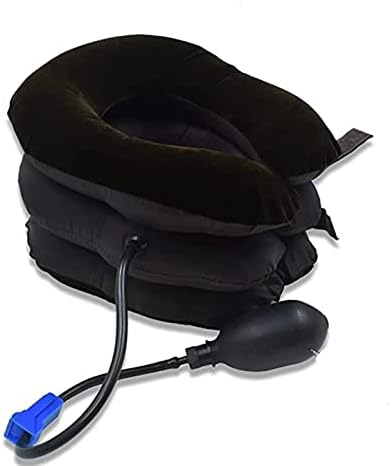 Cervical Neck Traction Device for Instant Neck Pain Relief Inflatable Adjustable Neck Stretcher Neck Support Brace Neck Traction Pillow for Home Use Neck Decompression(Brown)