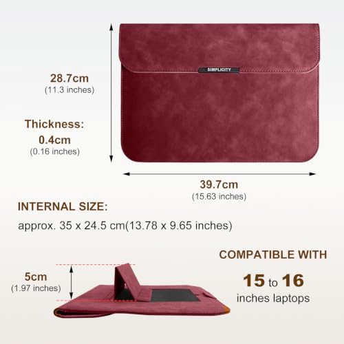 15-16 Inch Laptop Sleeve Case for MacBook Air 15/Pro 16/15 - Red