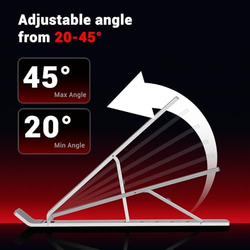 FIREBAT Laptop Stand for Desk, 6-Angle Adjustable Ergonomic Laptop Riser, Foldable Aluminum Portable, Cooling Desktop Notebook Computer Holder Compatible with 10-15.6” MacBook, Dell, HP, iPad, Silver