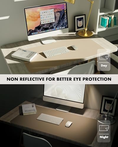 YSAGi Double-Sided Cork PU Leather Waterproof Desk Pad Protector for Office
