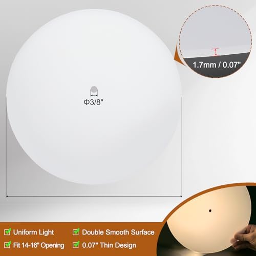 PATIKIL Lampshade Diffuser, 13.5" Diameter with 3/8" Center Hole Round Diffuser 1.7mm Thick for Drum Lampshades Pendants Light Fits 14-16" Openings, Translucent White
