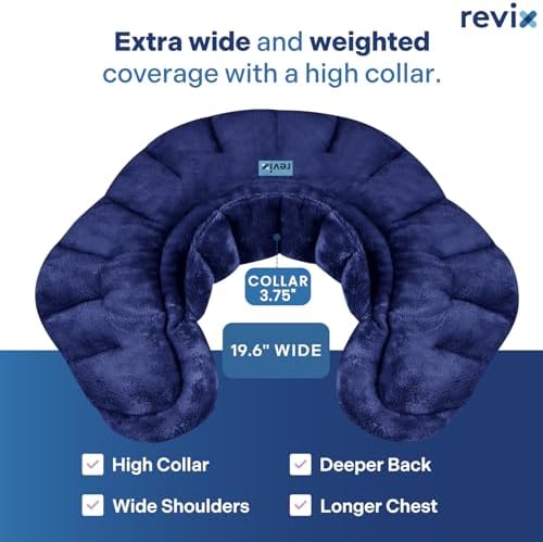 REVIX Microwavable Heating Pad for Neck Shoulders & Back, Moist Heat, Navy