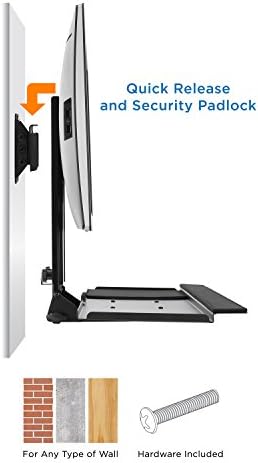 Mount-It! Monitor and Keyboard Wall Mount with CPU Holder, Height Adjustable Standing VESA Keyboard Tray, 25 Inch Wide Platform with Mouse Pad (MI-7919)