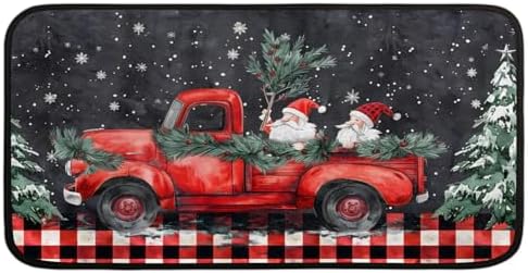 Kitchen Mats, Santa Claus Truck Kitchen Rugs, Cushioned Anti Fatigue Kitchen Mats, Non-Slip Standing Desk Mat, Absorbent Kitchen Rug for Floor, Kitchen, Office, Sink, 20"×39"