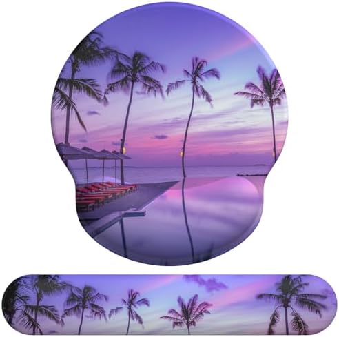 eulps Mouse Pad Wrist Support, Ergonomic Memory Foam Keyboard Wrist Pad & Gel Wrist Rest Set for Computer Keyboard for Easy Typing & Pain Relief for Office & Home (Mauve Twilight Set)