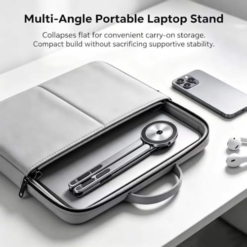 Foldable Laptop Stand with Magnetic Phone Holder, Gray