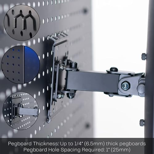 VIVO Black Single Monitor Pegboard Mount, Up to 32 in Screens, MOUNT-PB2A