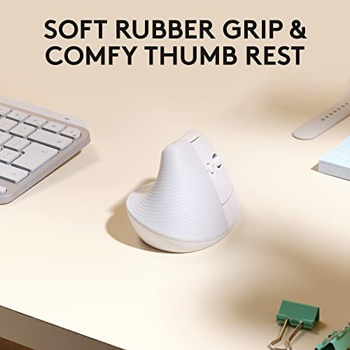 Logitech Lift for Mac Wireless Vertical Ergonomic Mouse, Bluetooth, Quiet Clicks, Silent Smartwheel, 4 Customizable Buttons, for macOS/iPadOS/MacBook Pro/Macbook Air/iMac/iPad - Off White (Renewed)