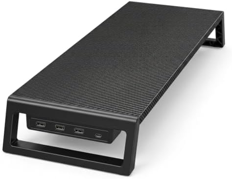 Fayquaze Monitor Stand Riser with USB Hub, Ergonomic Laptop Stand, Desk Organizer for Computer