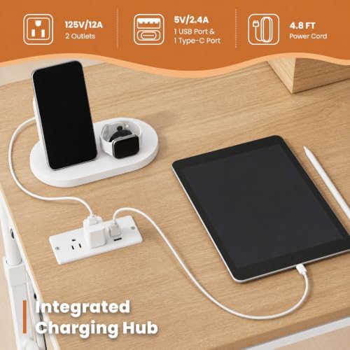 Tangkula Height Adjustable Mobile Standing Desk with Built-in Power Outlets