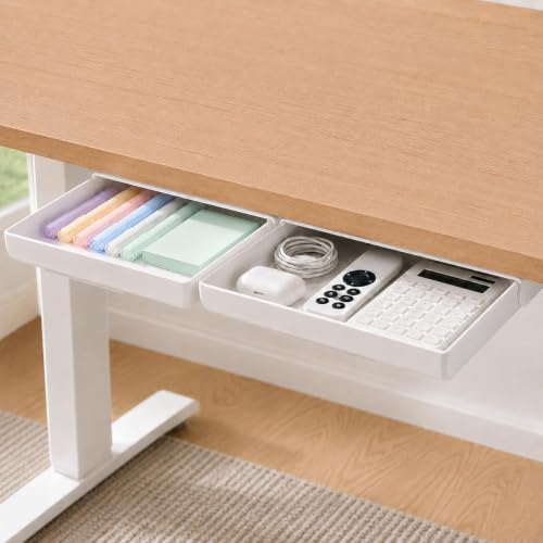 Under Desk Drawer, 2 Pack Self Adhesive Slide Out Desk Storage Drawers