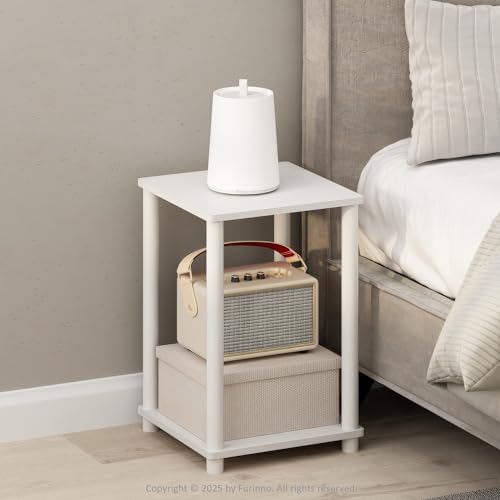 Furinno Turn-N-Tube Toolless 2-Tier Open Shelf Night Stand, White