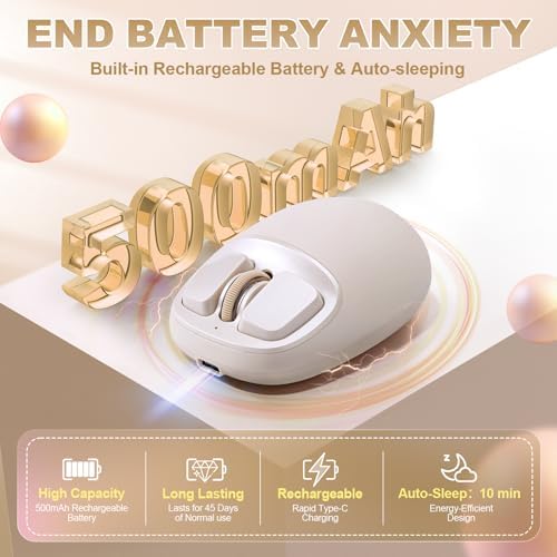 YUNZII C1 Wireless Tri-Mode Wireless Mouse 4800 DPI Optical (Beige)